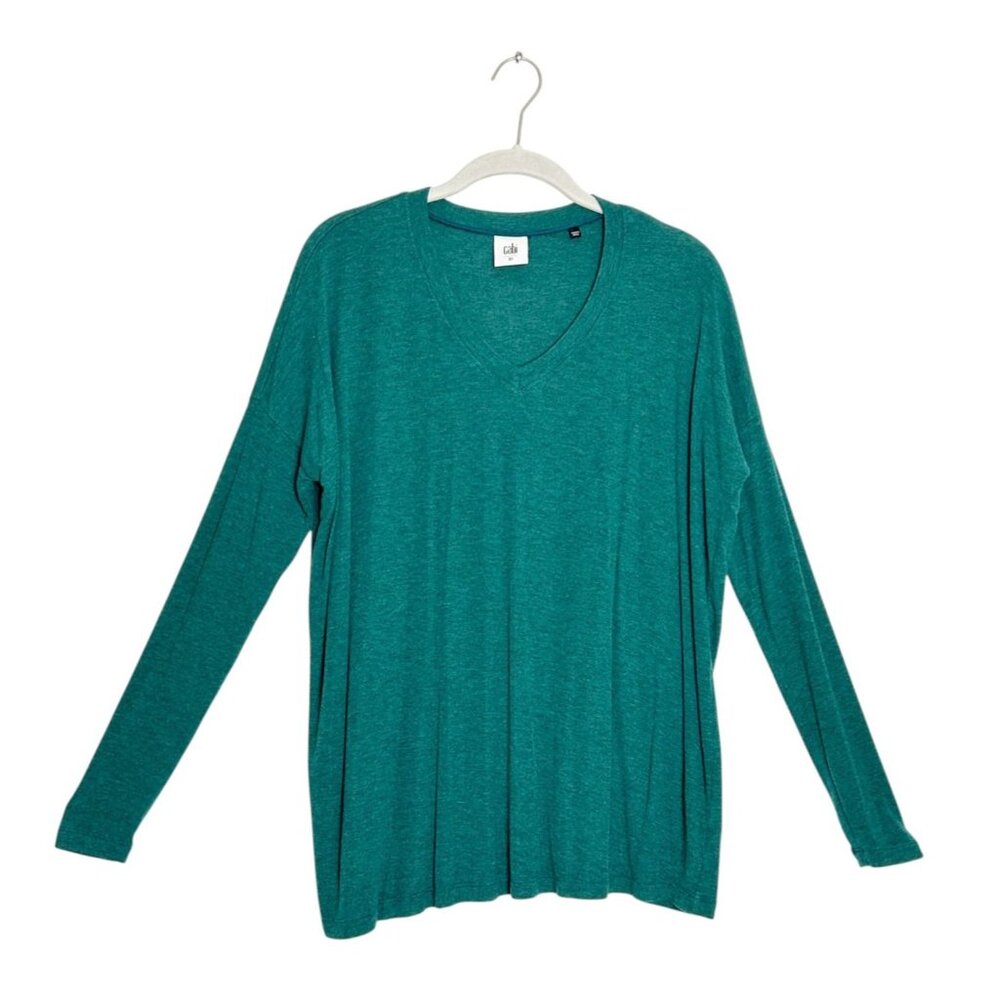 CAbi Relax Tee V-Neck Soft Long Sleeve Women's Top in Teal Green - Sz XS